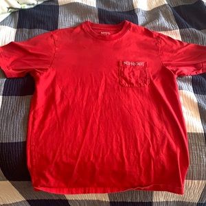 Red embroidered supreme tee